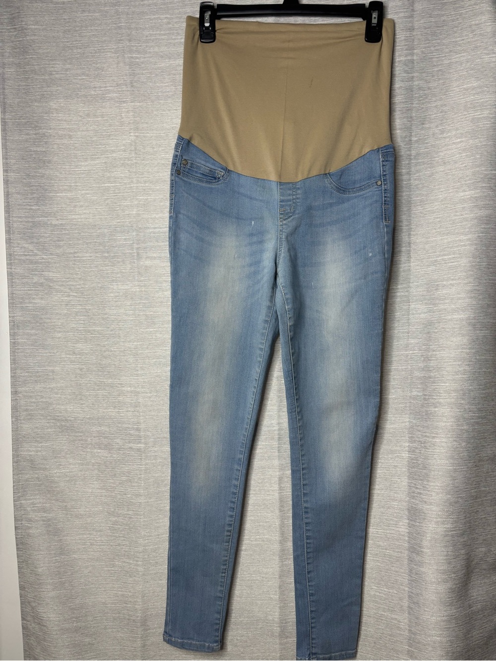 Celebrity Pink Light Blue Maternity High-Rise Jeans with Tan Support Panel
